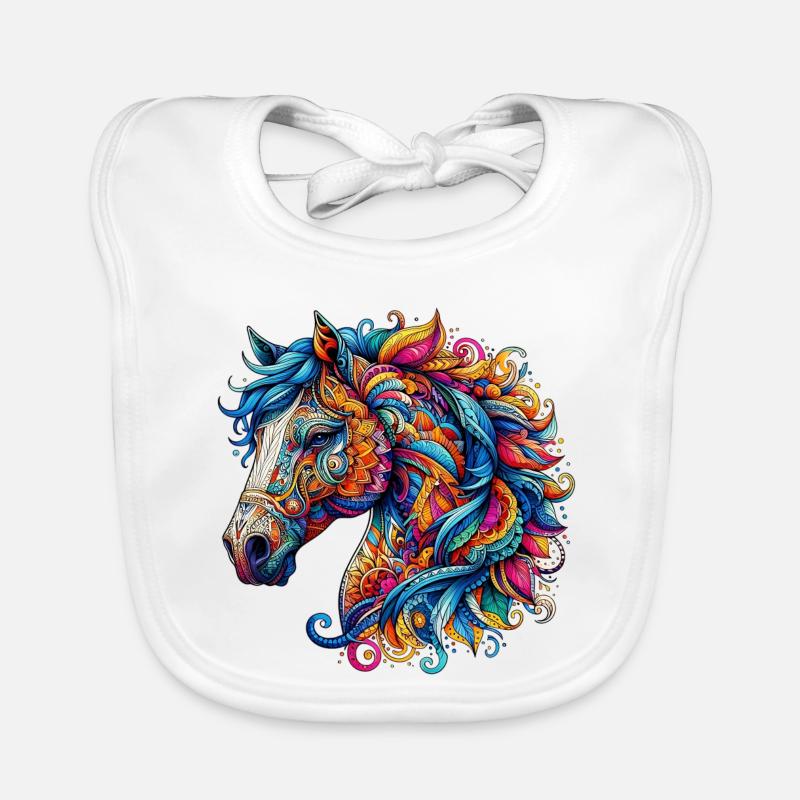 Cheval décoré de Mandalas Bavoir bio Bébé