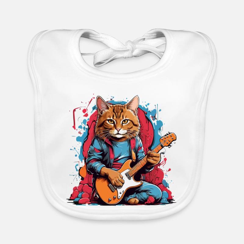 Katze mit Gitarre Baby Bio-Lätzchen