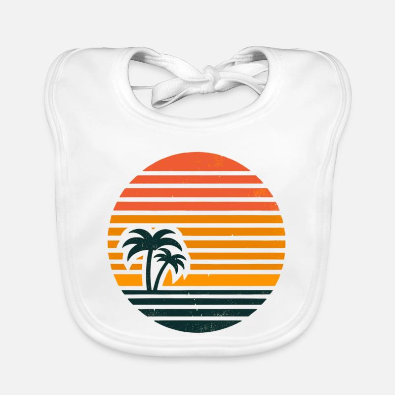 Sunset with palm trees Organic Baby Bibs