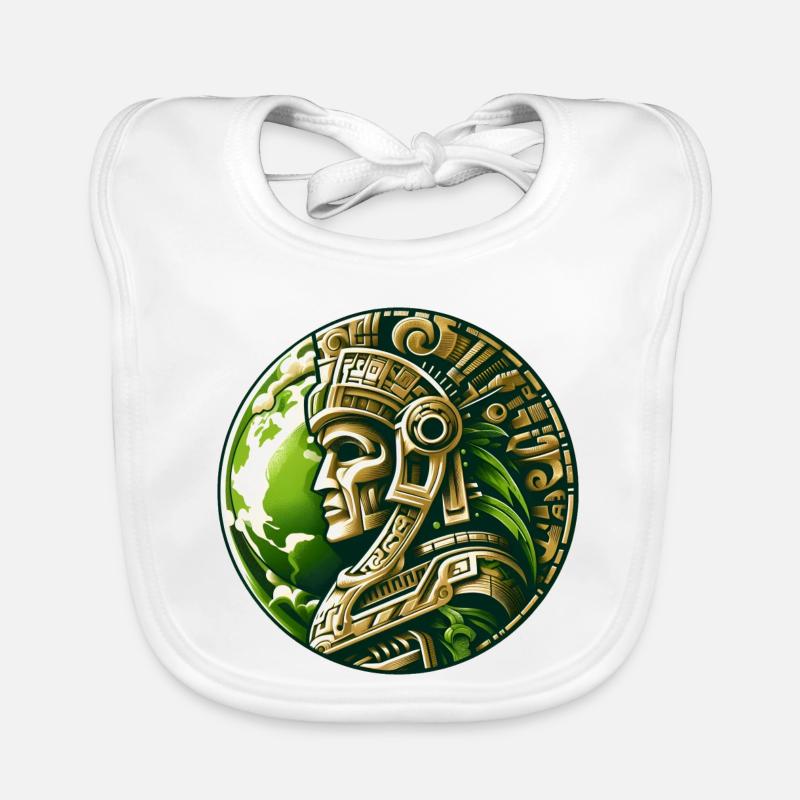 Ancient Aztec Warrior Gold Earth Organic Baby Bibs