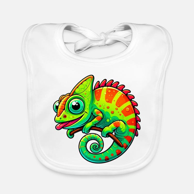 Chameleon - Organic Baby Bibs - white