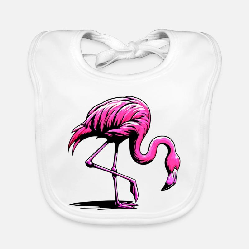 Flamingo - Baby Bio-Lätzchen - Weiß