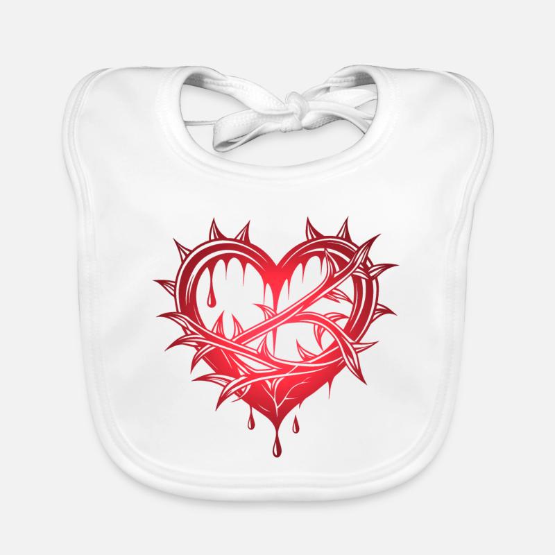 Coeur avec épines - Bavoir bio Bébé - blanc