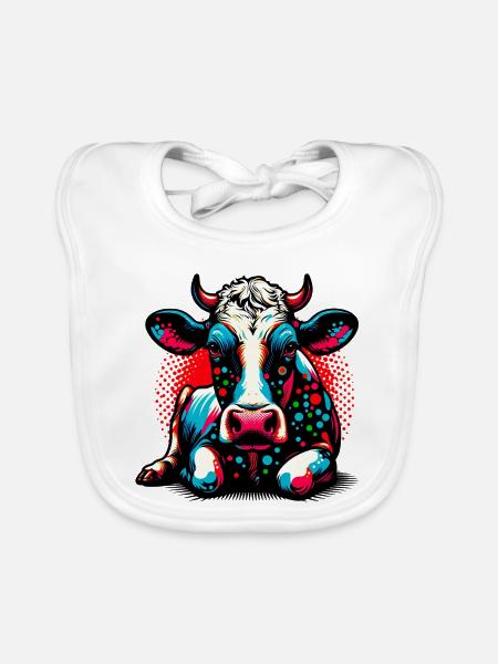 Vache - Bavoir bio Bébé - blanc - Devant