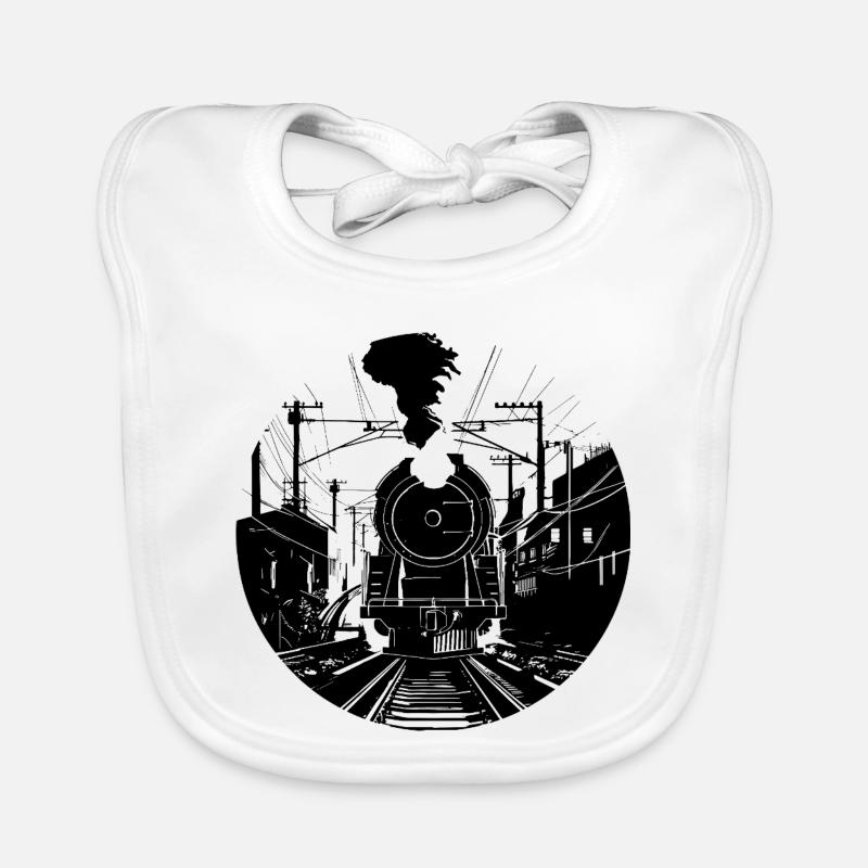 Railway Drawing Organic Baby Bibs