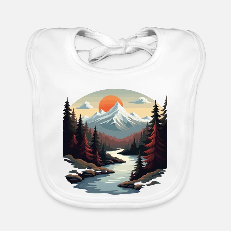 Mountain paradise with sunset Organic Baby Bibs