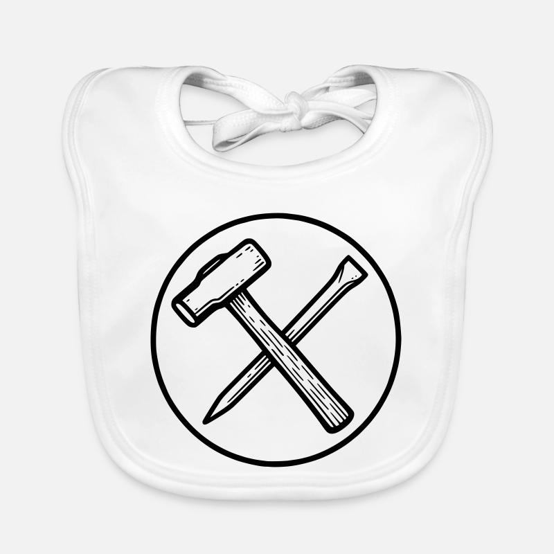 Hammer and Chisel - Organic Baby Bibs - white