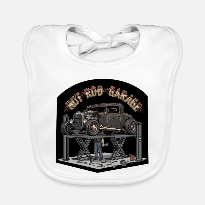 Retro Hot Rod Garage Design Baby Bio-Lätzchen