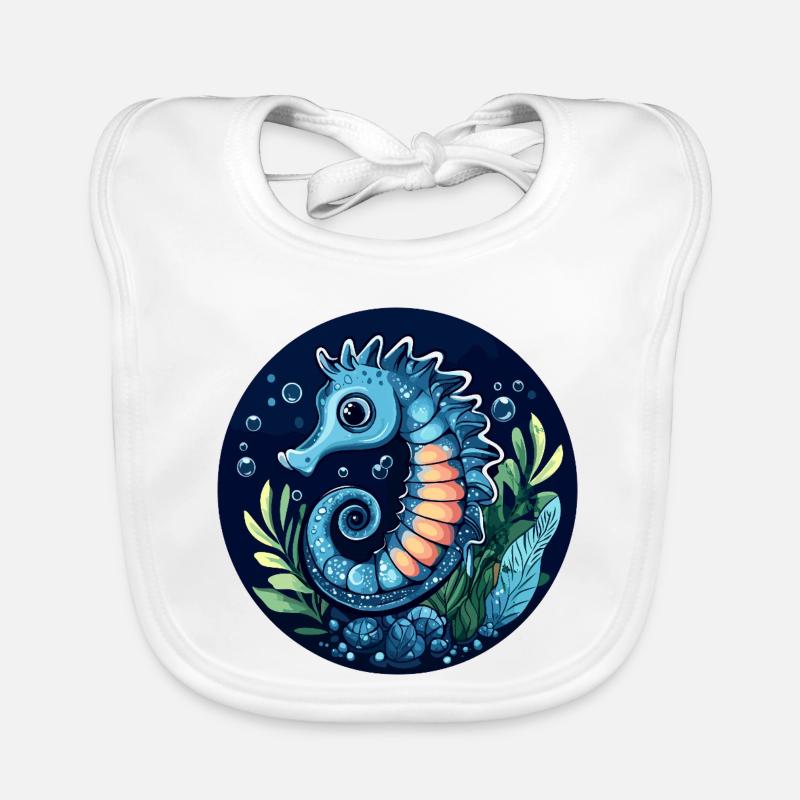 Bleu Hippocampe sous-marin Bavoir bio Bébé