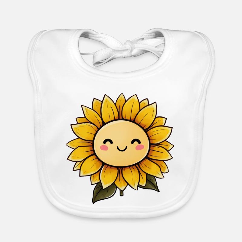 Sunflower with face Organic Baby Bibs