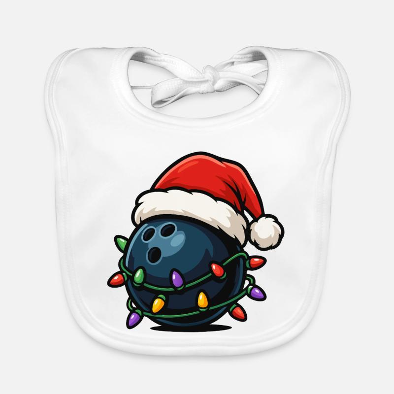 Boule de bowling drôle sur le thème de Noël Bavoir bio Bébé