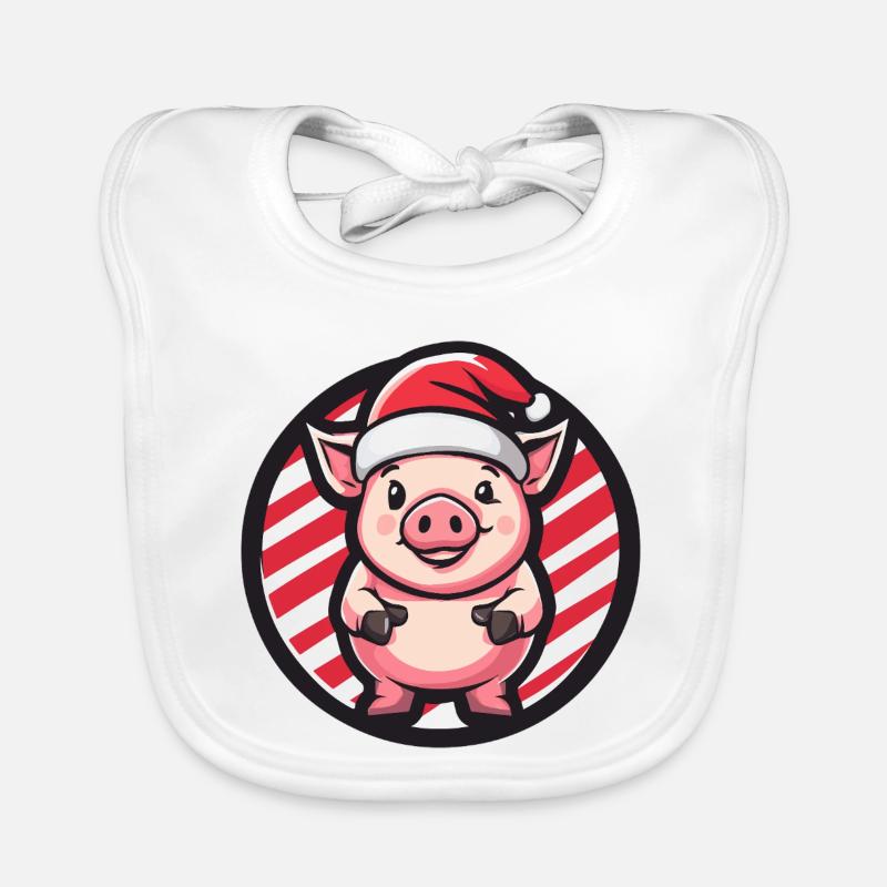 Regard de cochon Père Noël en canne d’orge Bavoir bio Bébé