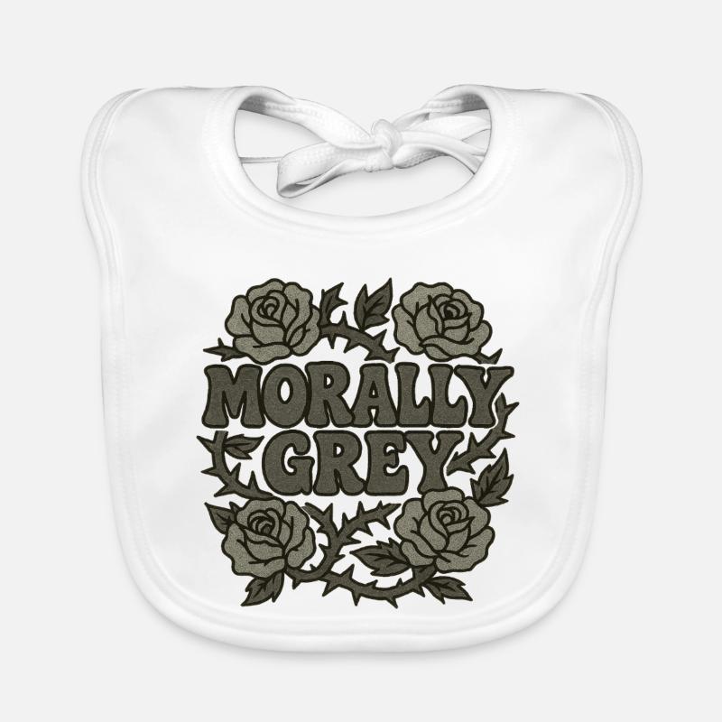 Morally Grey Roses Grunge Organic Baby Bibs