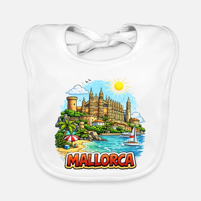 Mallorca Beach Panorama Organic Baby Bibs
