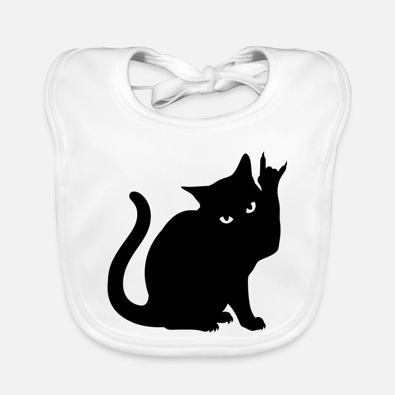 Schwarze Katze – Devil Horns Silhouette Baby Bio-Lätzchen