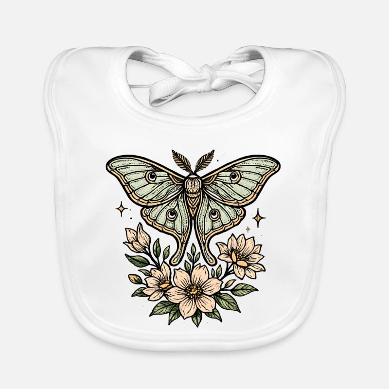 Papillon de nuit avec bouquet de fleurs Bavoir bio Bébé