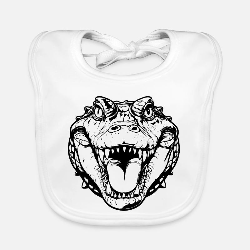 Crocodile Head Solid Color Crocodile Head Black Motif Organic Baby Bibs