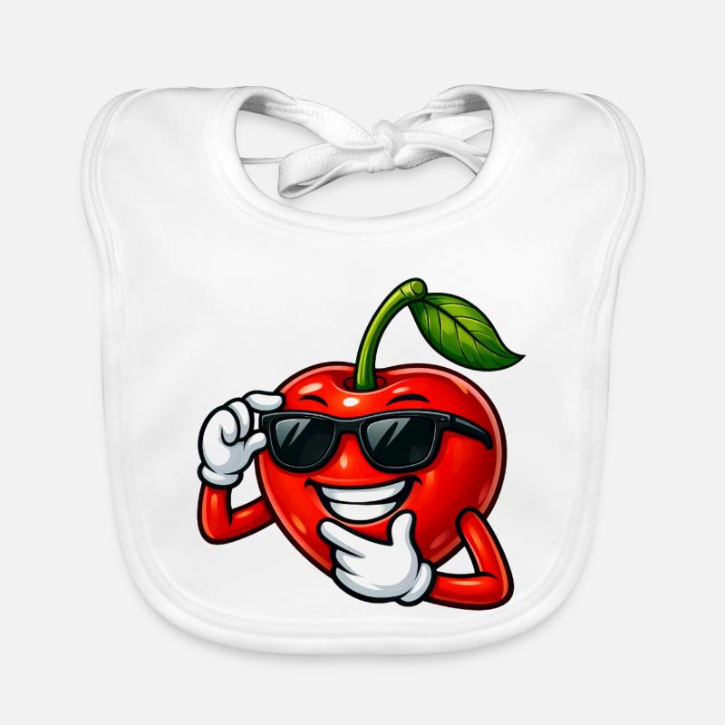 Cool Cherry Cartoon Comic Fruit Design Organic Baby Bibs