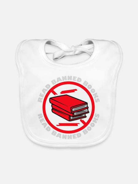 Lire des livres interdits Verbotene Bücher Lesen Freiheit - Bavoir bio Bébé - blanc - Devant