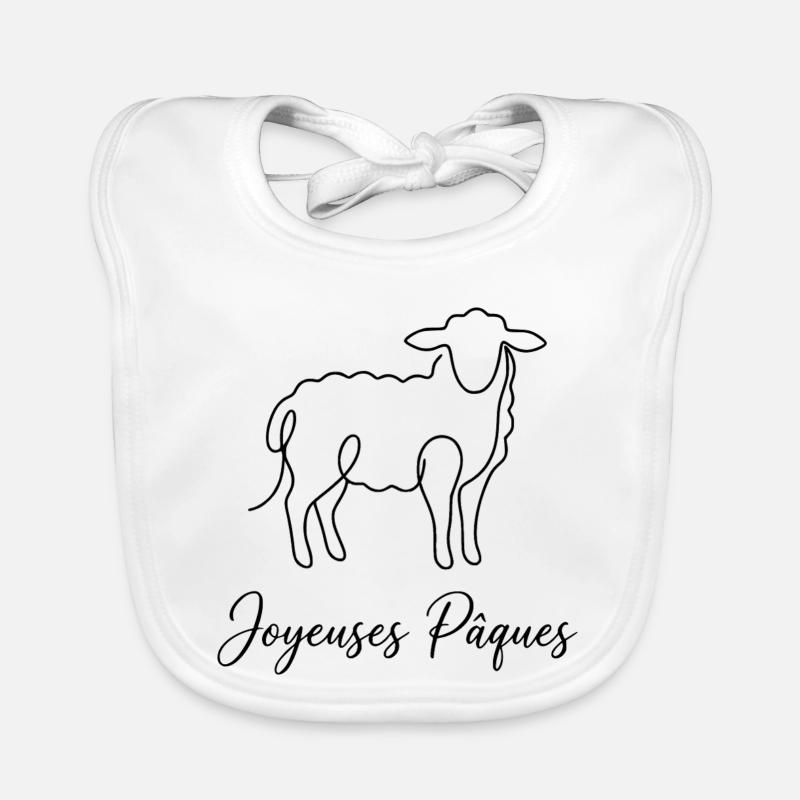 Joyeuses Pâques , Süßes Lämmchen Oster Shirt, Bag Baby Bio-Lätzchen