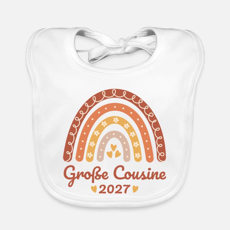 Große Cousine 2027 Boho Regenbogen Baby Bio-Lätzchen