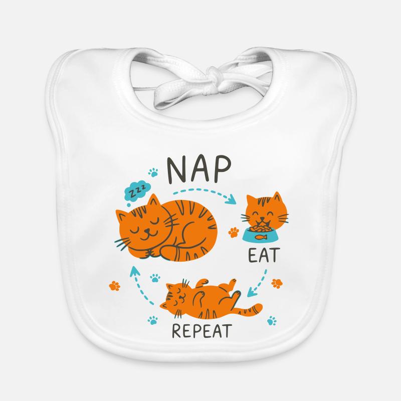 Nap Eat Repeat Katzendesign Baby Bio-Lätzchen