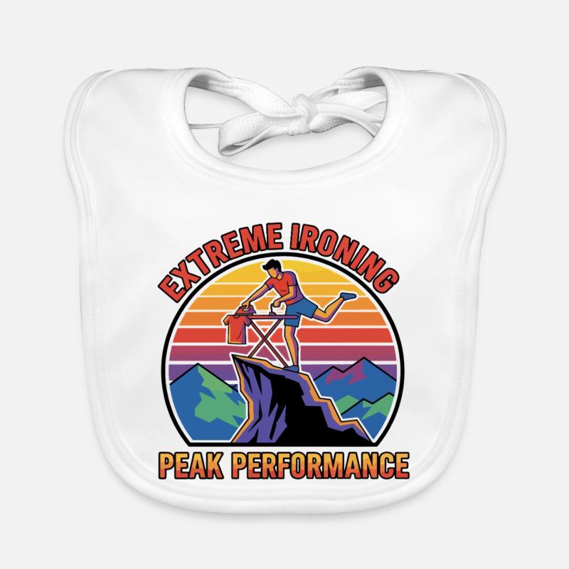 Extreme Ironing Peak Performance Retro Sticker Organic Baby Bibs