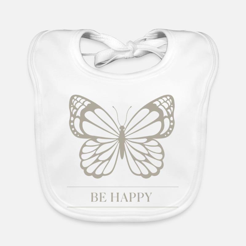 Minimal Butterfly Be Happy Aesthetic Tee Baby Bio-Lätzchen