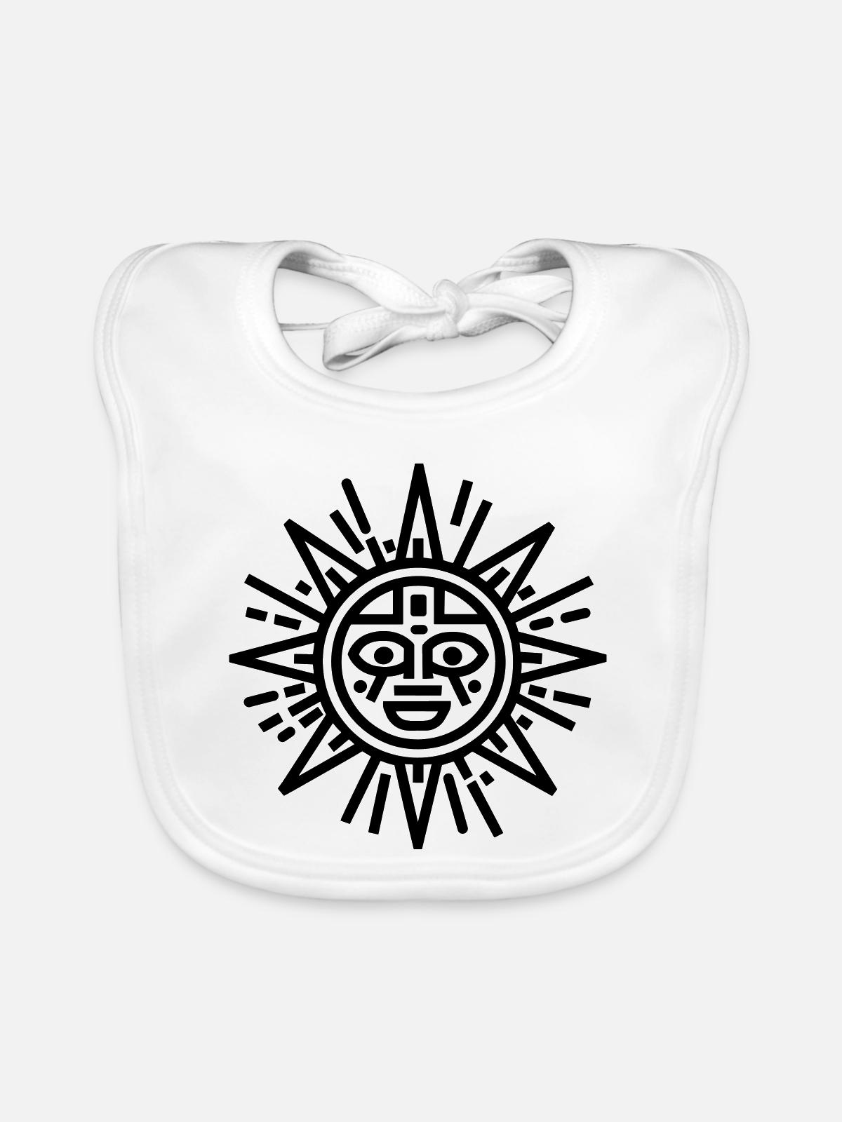 Aztekische Sonne - Baby Bio-Lätzchen - Weiß - Vorne