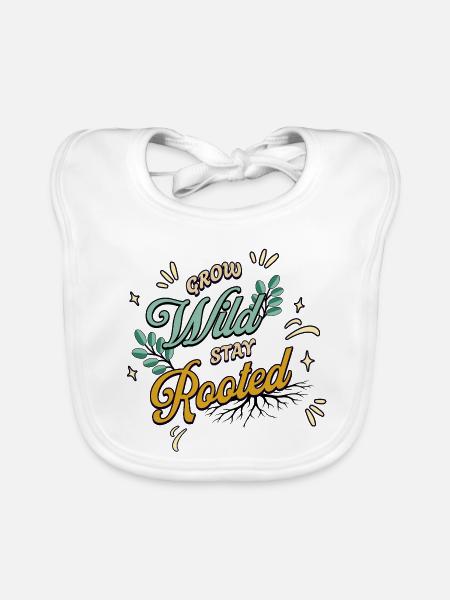 Grow Wild Stay Rooted – Botanisches Retro Design - Baby Bio-Lätzchen - Weiß