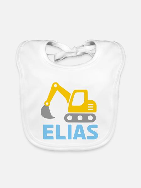 Bagger Elias - Baby Bio-Lätzchen - Weiß - Vorne