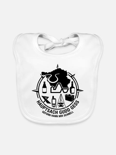 Saarcacher Geocaching Saarland - Baby Bio-Lätzchen - Weiß - Vorne