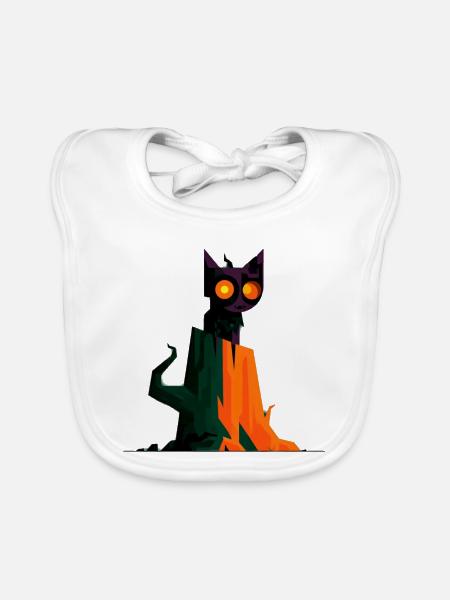 Spooky Geometry Cat - Baby Bio-Lätzchen - Weiß - Vorne