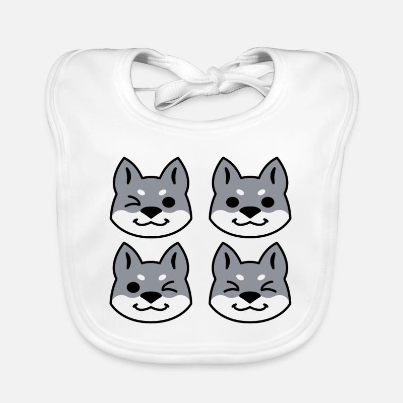 Vier grau maskierte Siberian Huskies Baby Bio-Lätzchen