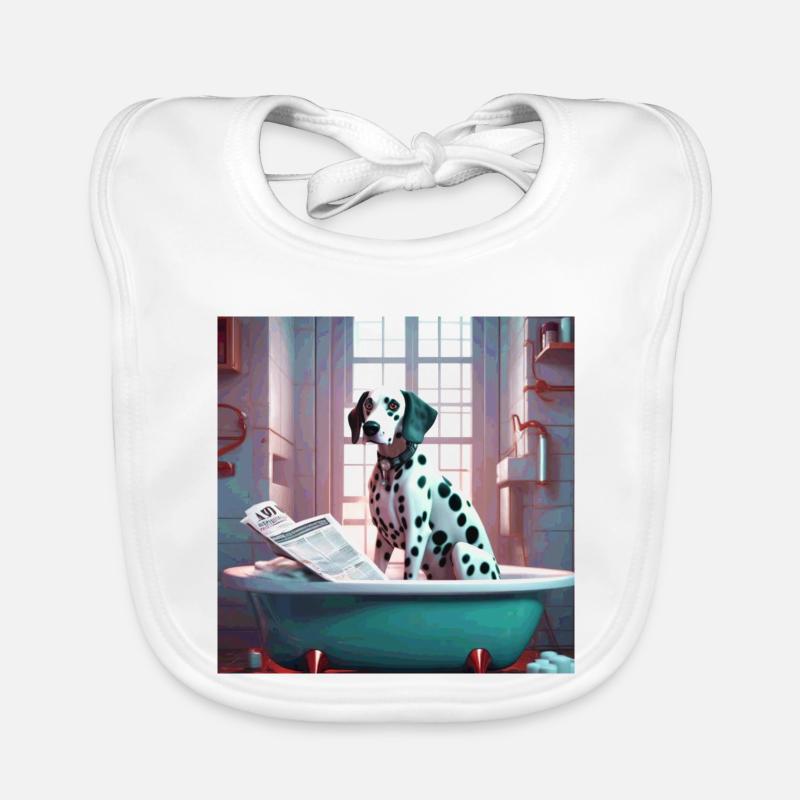 Dalmatien dans la baignoire, lecture du journal, rétro Bavoir bio Bébé