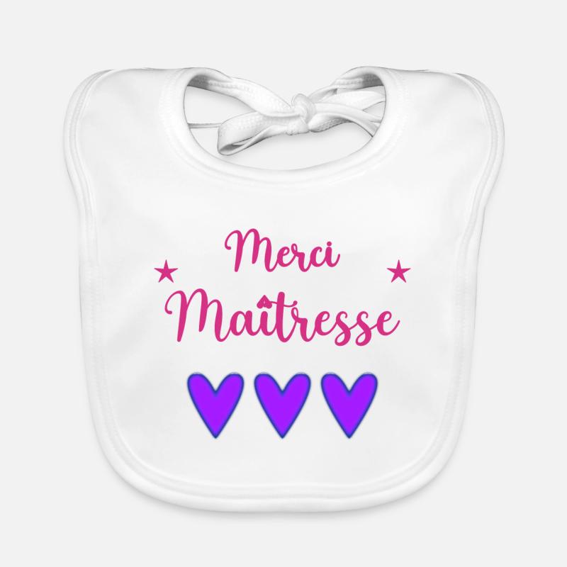 MAÎTRESSE. MAITRE. MERCI. MERCI MAÎTRESSE - Bavoir bio Bébé - blanc