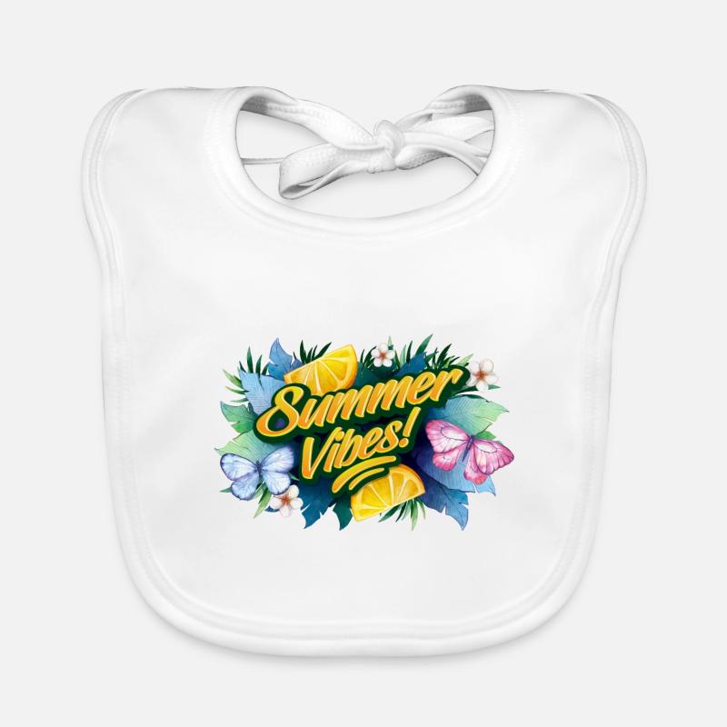 Butterflies Flowers Summer Holiday Time Organic Baby Bibs