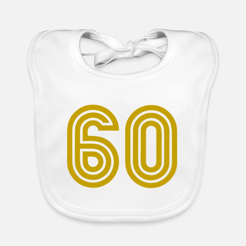 60. 60 ANS. 60e ANNIVERSAIRE. ANNIVERSAIRE 60 ANS. - Bavoir bio Bébé - blanc