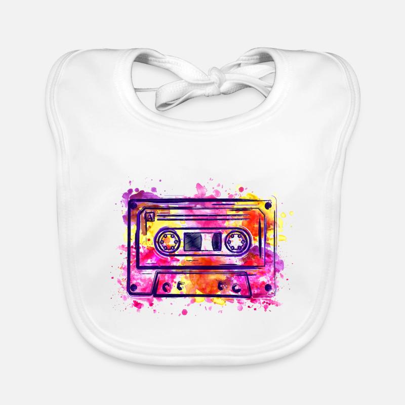 Cassette (rétro, éclaboussures de couleur) Bavoir bio Bébé