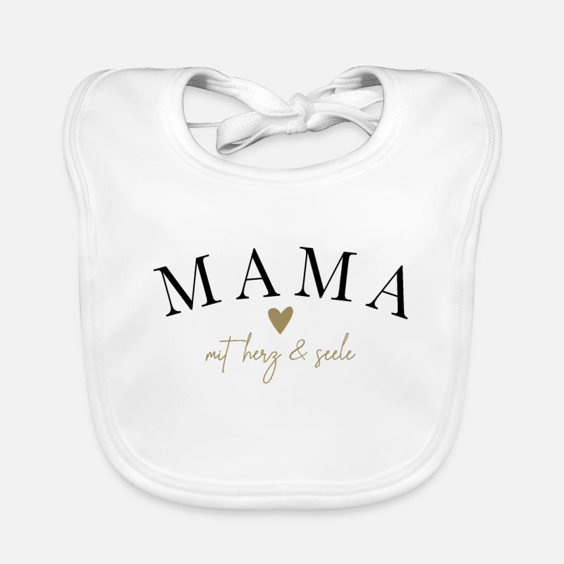 Maman avec cœur et âme - Bavoir bio Bébé - blanc