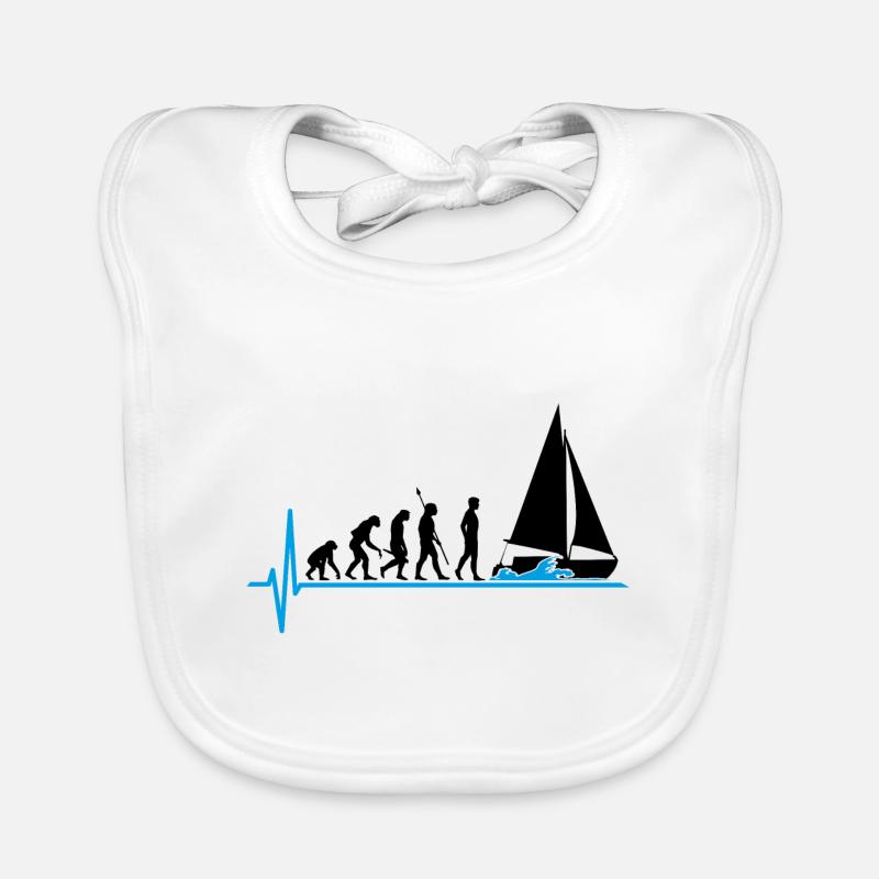Sailing Evolution Sail boat - Organic Baby Bibs - white