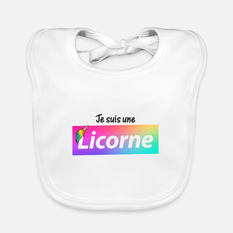 Licorne - Bavoir bio Bébé - blanc