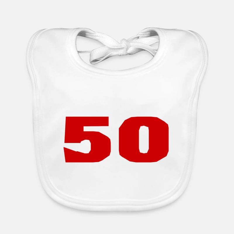 50. 50 ANS. 50e ANNIVERSAIRE. ANNIVERSAIRE 50 ANS. - Bavoir bio Bébé - blanc