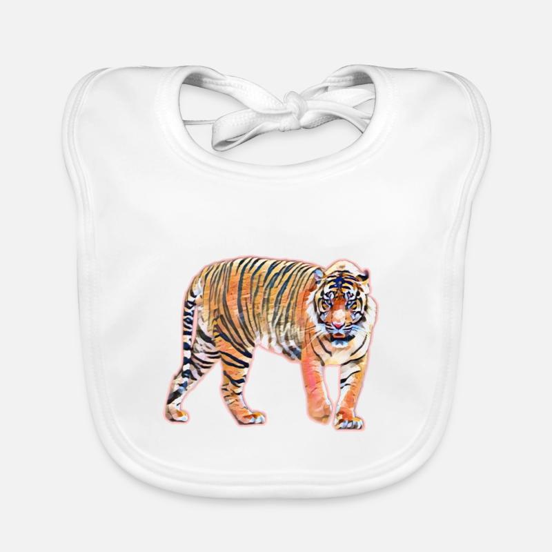 Tiger - Baby Bio-Lätzchen - Weiß