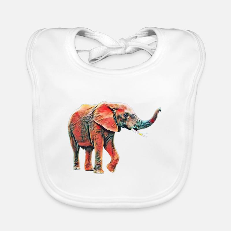 Elefant - Baby Bio-Lätzchen - Weiß