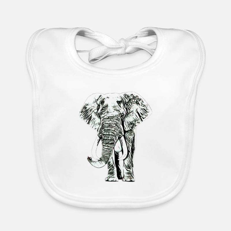 Éléphant - Bavoir bio Bébé - blanc