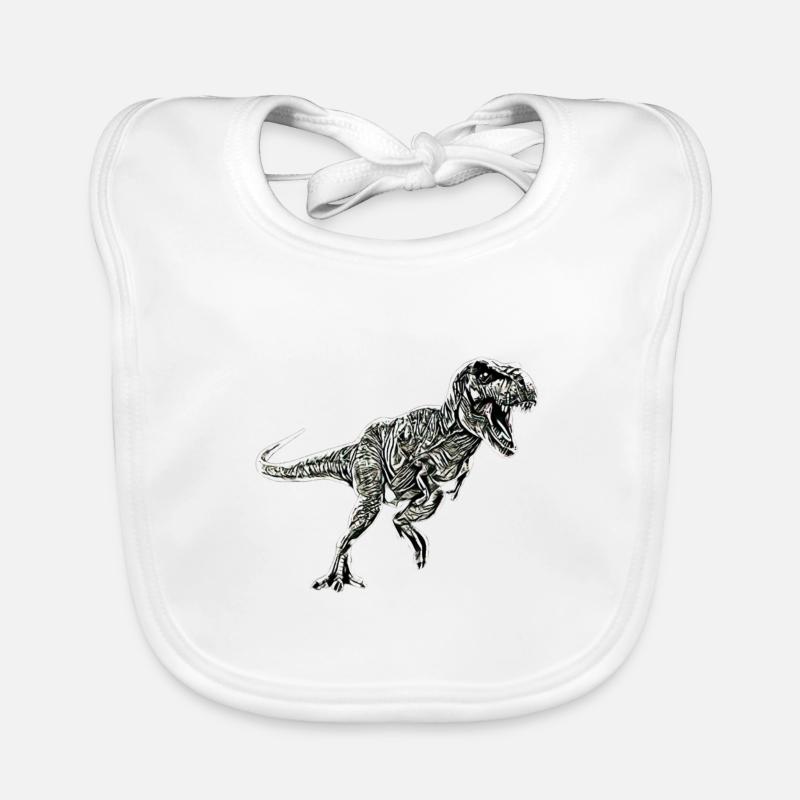T-Rex - Organic Baby Bibs - white