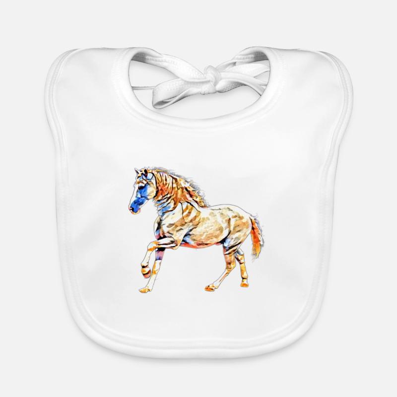 Cheval - Bavoir bio Bébé - blanc