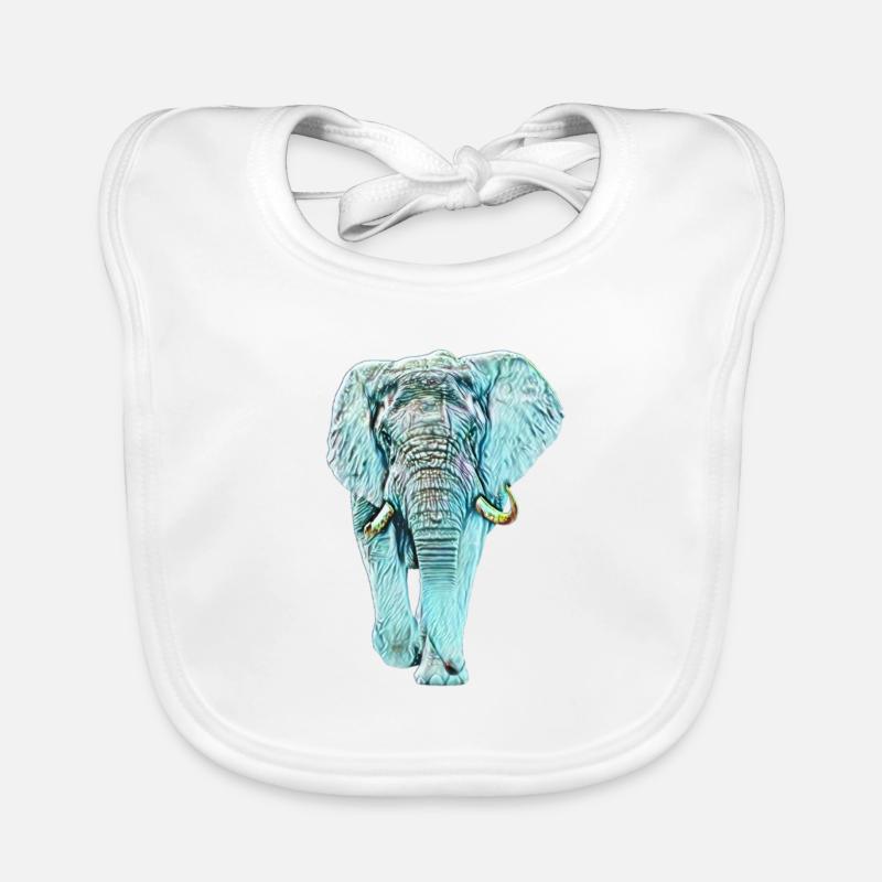 Elefant - Baby Bio-Lätzchen - Weiß