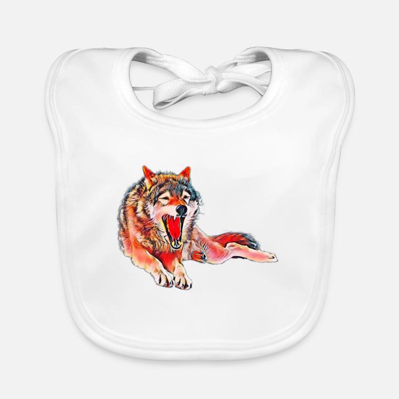 Loup - Bavoir bio Bébé - blanc